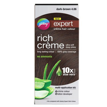 GODREJ EXPERT RICH CREME HAIR COLOUR FOR WOMEN & MEN – NATURAL DARK BROWN 4.06 (50ML + 50G)