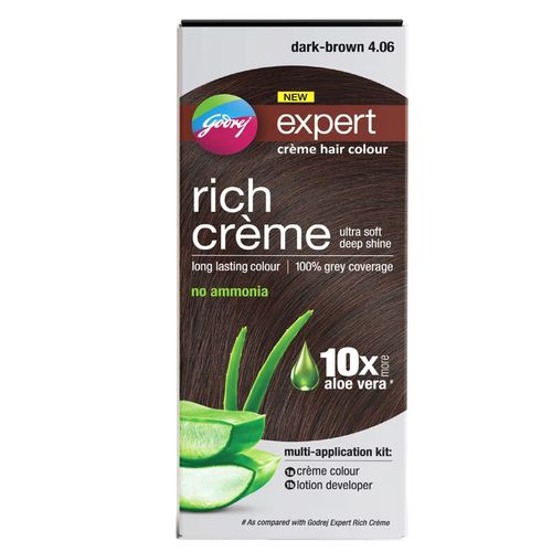 GODREJ EXPERT RICH CREME HAIR COLOUR FOR WOMEN & MEN – NATURAL DARK BROWN 4.06 (50ML + 50G)