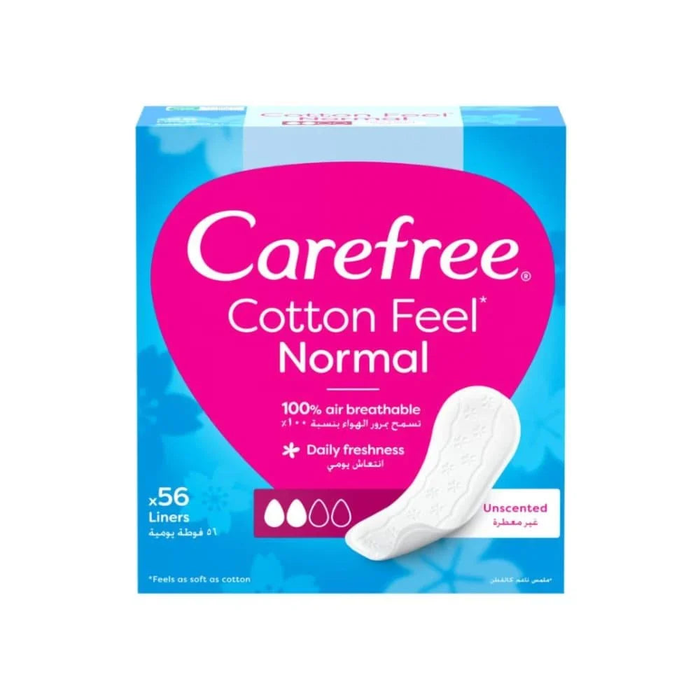 Carefree S/M Cotton Feel Unscented 56 Panty Liners