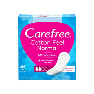 Carefree S/M Cotton Feel Unscented 56 Panty Liners