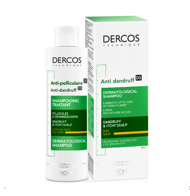 Vichy Dercos Anti-Dandruff Shampoo for Dry Hair (green) (200 ml) | شامبو ضد القشرة فيشي 200 مل ديركوس