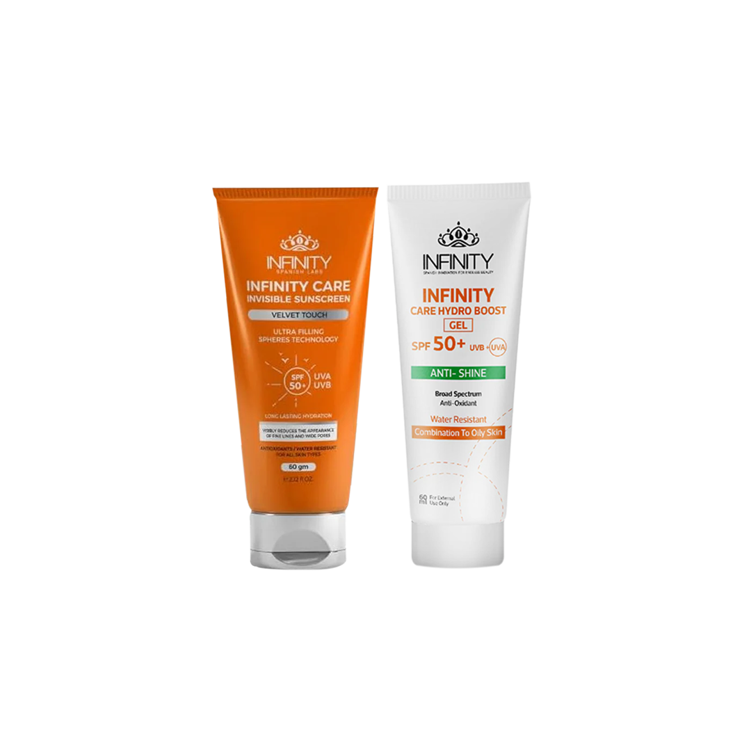 Invisible Velvet Touch SPF 50+ + Infinity Care Hydro Boost gel SPF 50+.