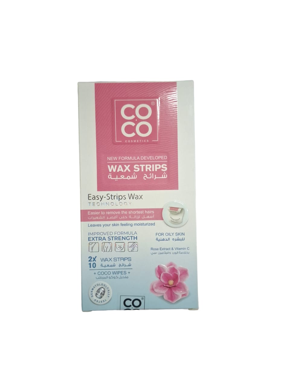 COCO WAX STRIPS ROSE FOR OILY SKIN 10 WAX STRIPS