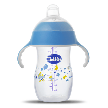 BUBBLES CUP 2 IN 1 FOR DRINKING AND FEEDING 280 ML – BLUE
