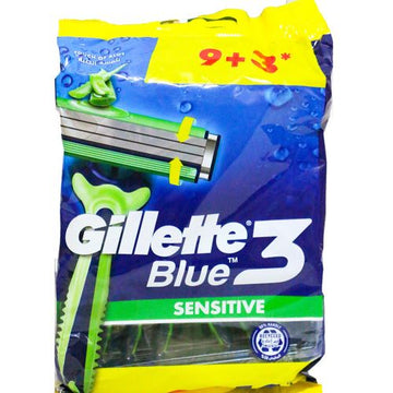 GILLETTE BLUE 3 SENSITIVE 9+3 WITH ALOE VERA