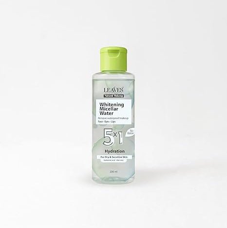 LEAVES NATURAL MAKEUP WHITENING MICELLAR WATER 5*1 FOR DRY&SENSITIVE SKIN 200ML