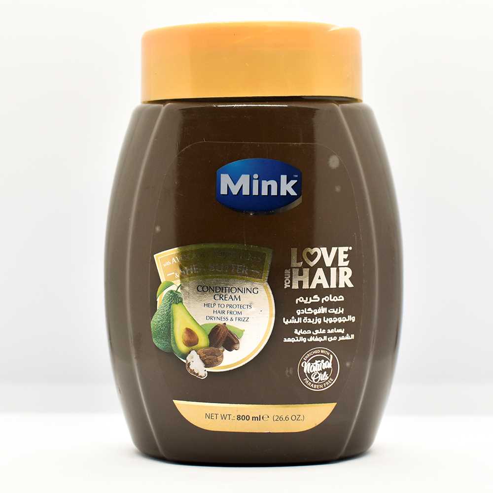 MINK LOVE YOUR HAIR CONDITIONING CREAM WITH AVOCADO-JOJOBA OILS AND SHEA BUTTER 800ML